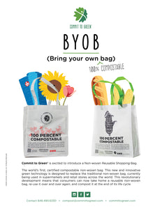 Nonwoven Reusable Shopping Bag 100 Percent Compostable - Set of 3